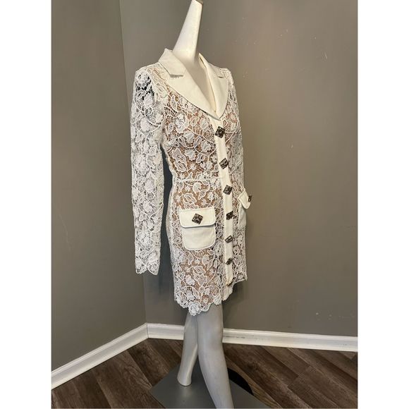 Self-Portrait Magnolia Lace Button-Front Minidress US 2 $510 - Picture 5 of 9